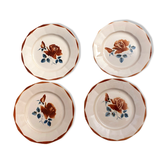 4 plates old pink and brown color button