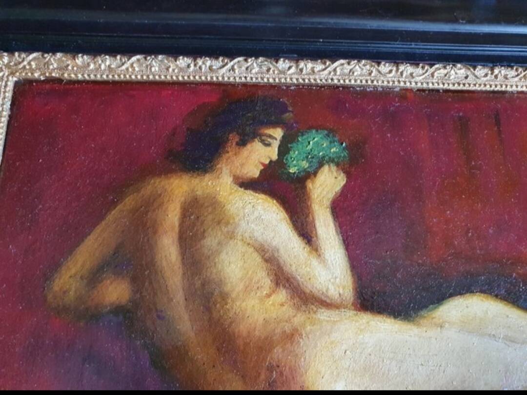 Oil Painting of a Nude Woman, Mid-20th Century