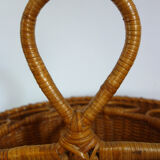 Old bottles and glasses holder wicker vintage aperitif