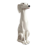 Chaumette vintage ceramic sitting white dog statue