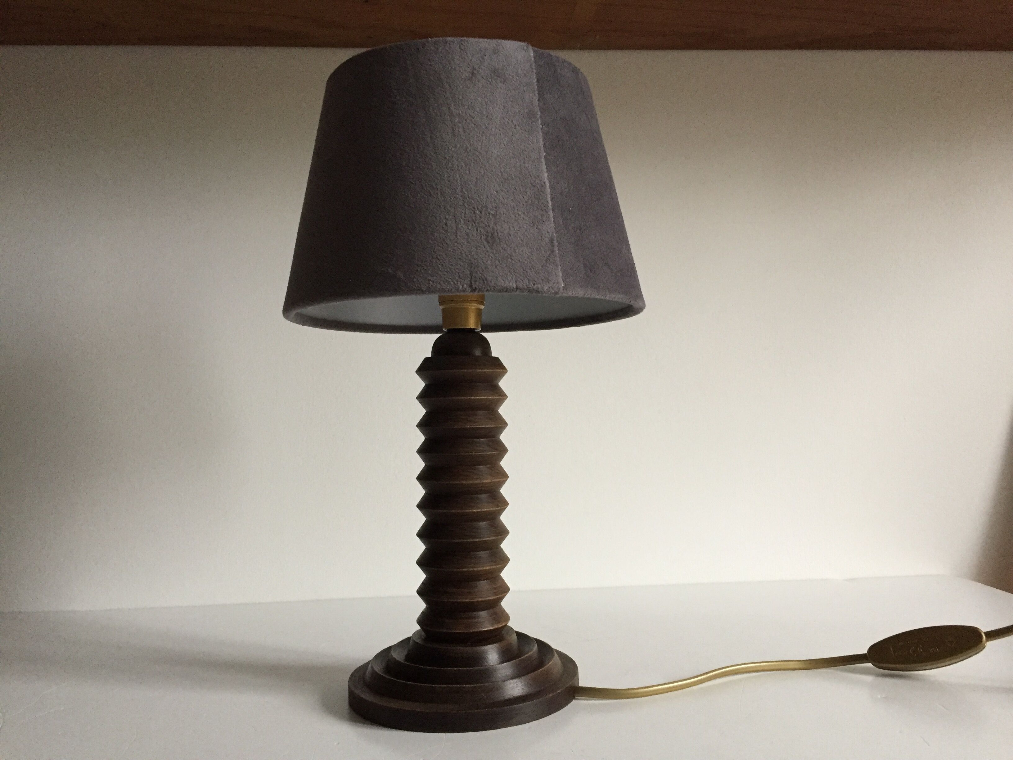 Vintage wood geometric lamp