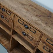 Vintage rustic German pine apothecary cabinet / shop counter, 1930s