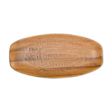 Plat en grès, de France 1950, à motif poisson, de couleur marron