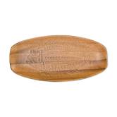 Plat en grès, de France 1950, à motif poisson, de couleur marron