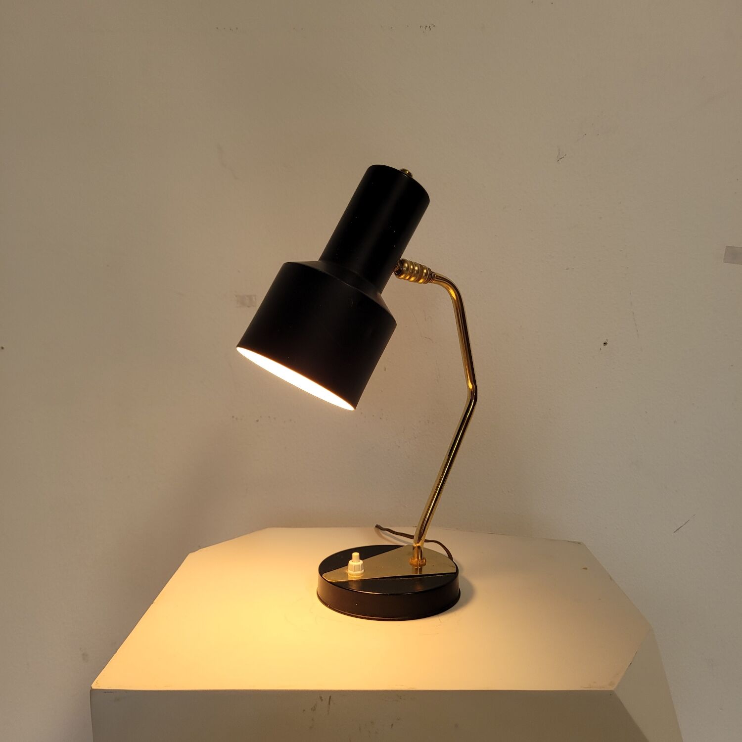 Vintage black and brass lamp from the 1970s