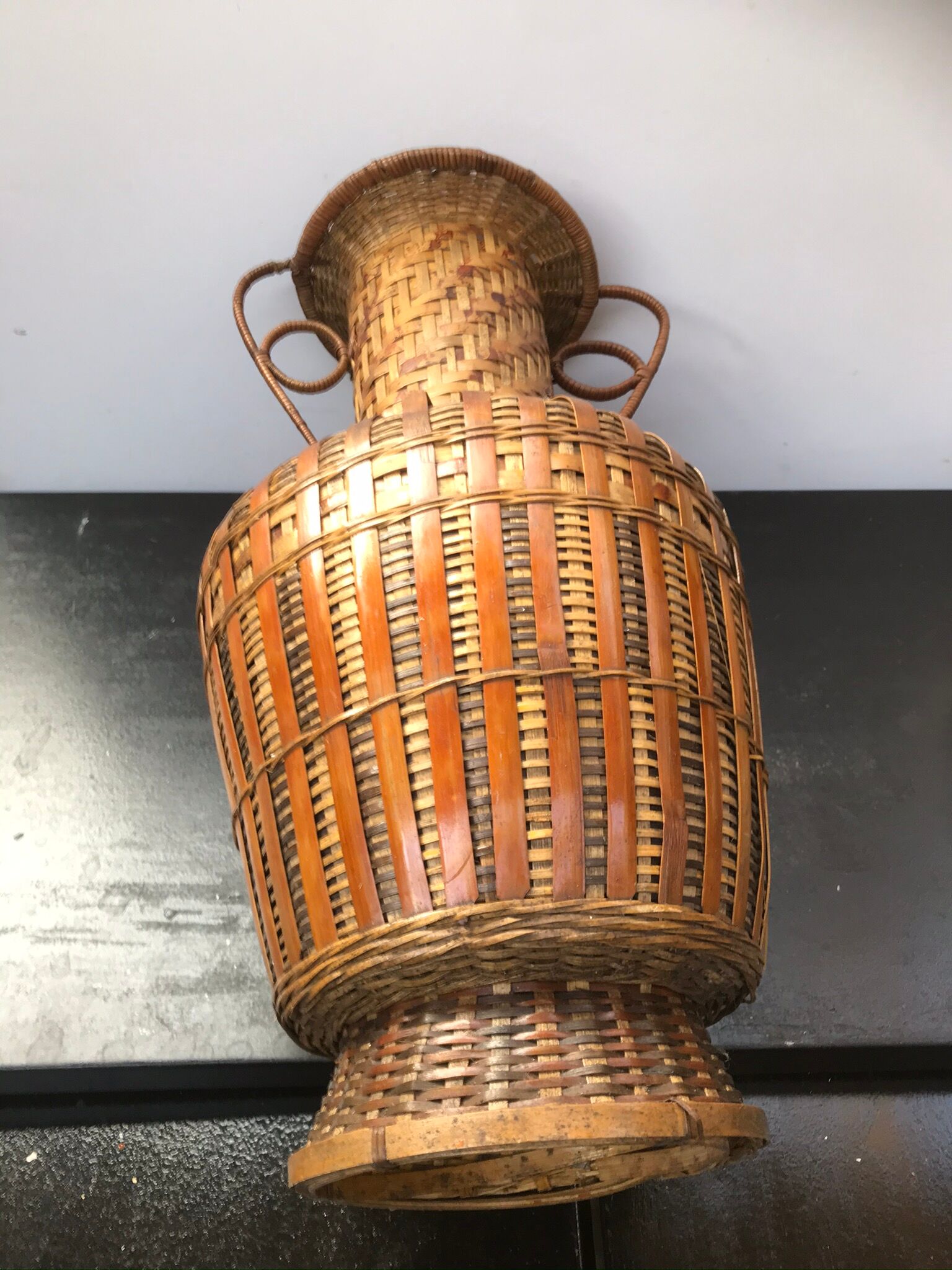 Former rotin vase braided grand vintage deco model