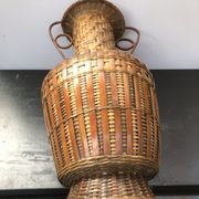 Vase rotin tressé grand modèle déco vintage