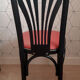 Set of 4 vintage bistro chairs in wenge beech and imitation red leather