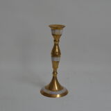 Candle holder in mother-of-pearl and brass