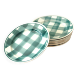 8 green Vichy plates