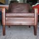 Fauteuil en cuir et bois de rose, années 1960