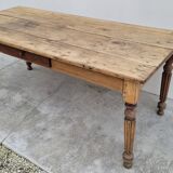 Rustic farmhouse table in solid oak Louis Philippe style -1m84