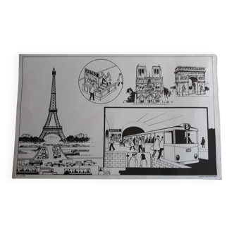 Affiche pédagogique - scolaire Hachette / Ogé sur le thème : A Paris.
