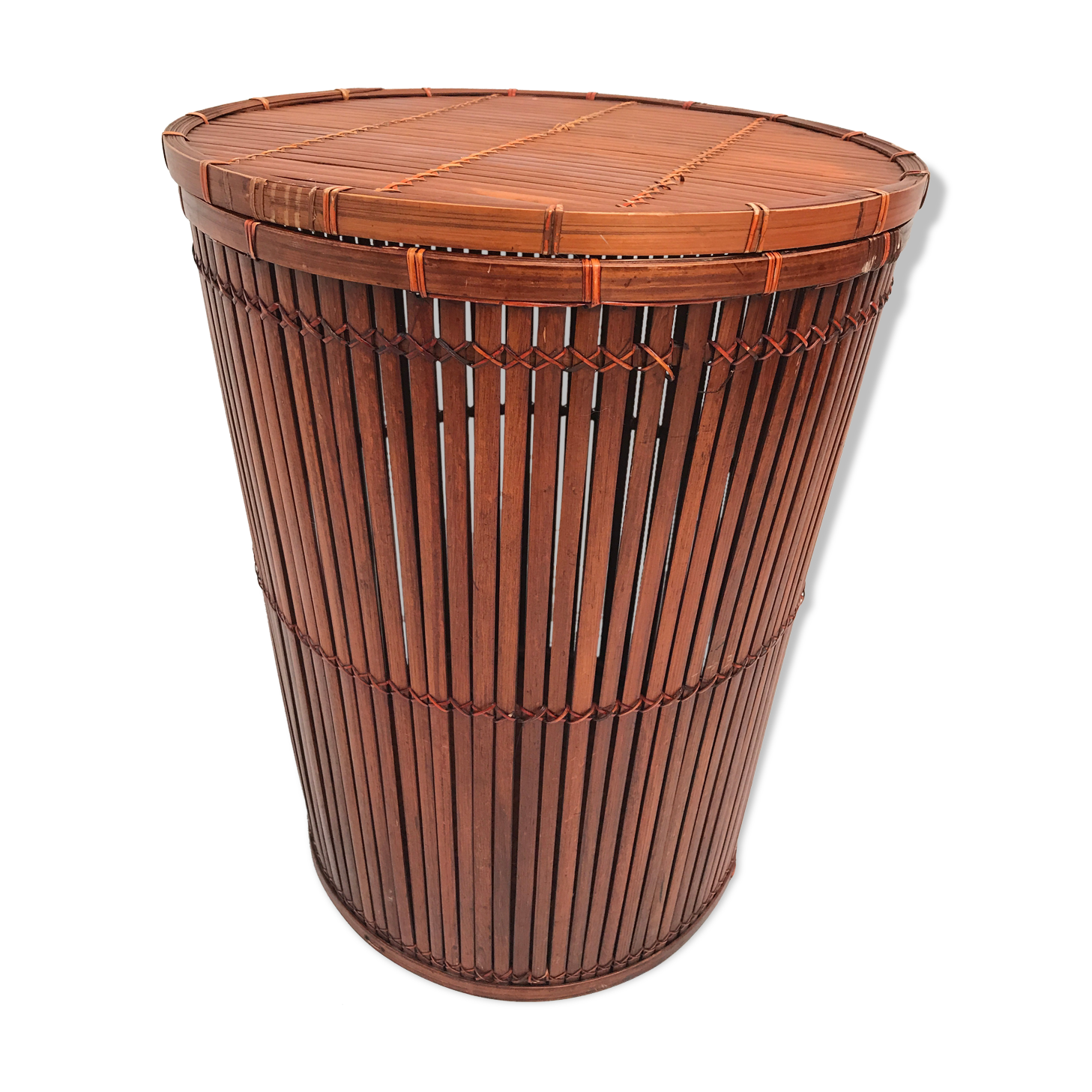 Vintage oval wicker linen basket