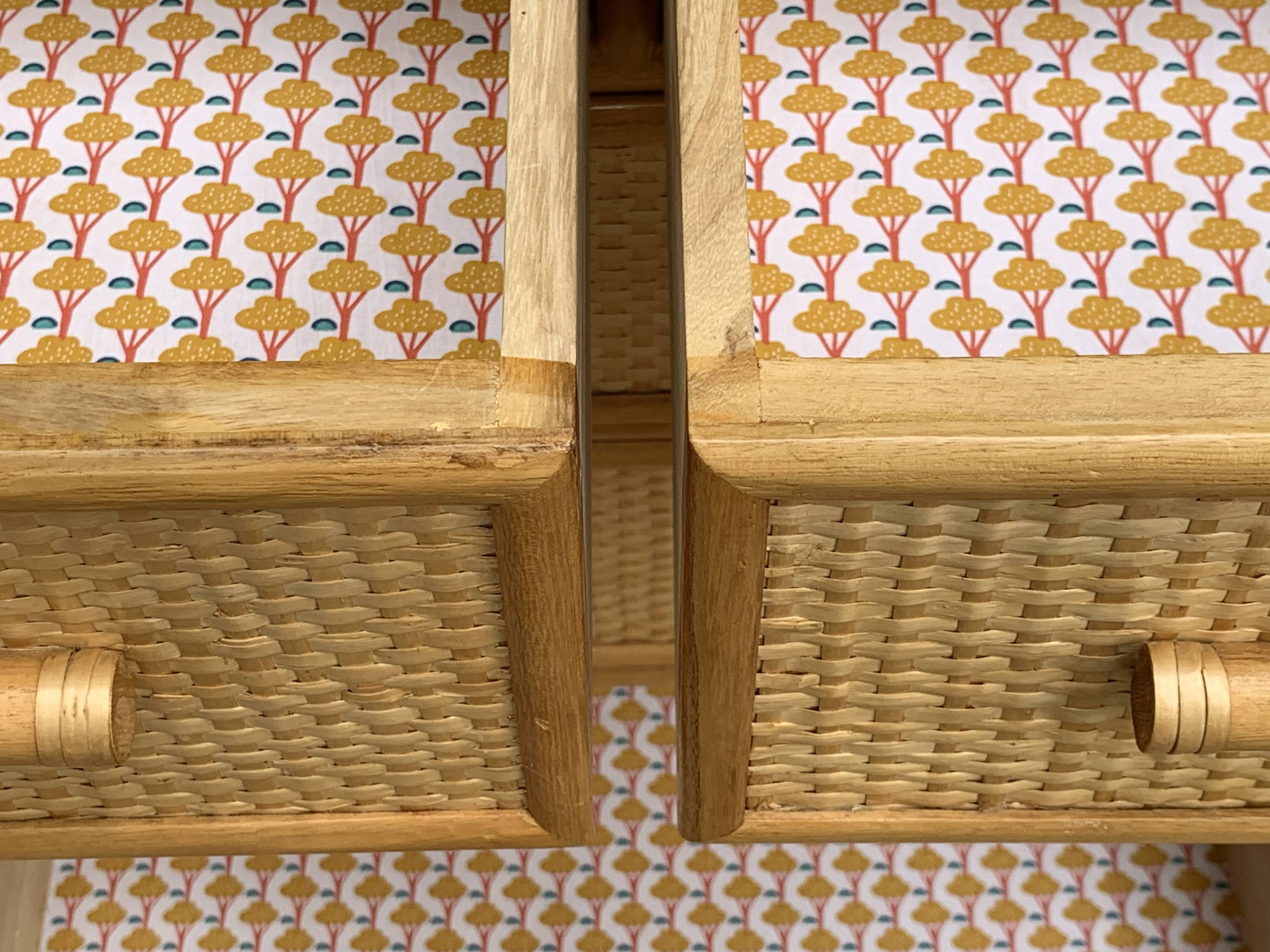 Vintage rattan and woven wicker chest of drawers 1970