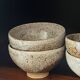 Set of 4 hand-turned glazed ceramic bowls