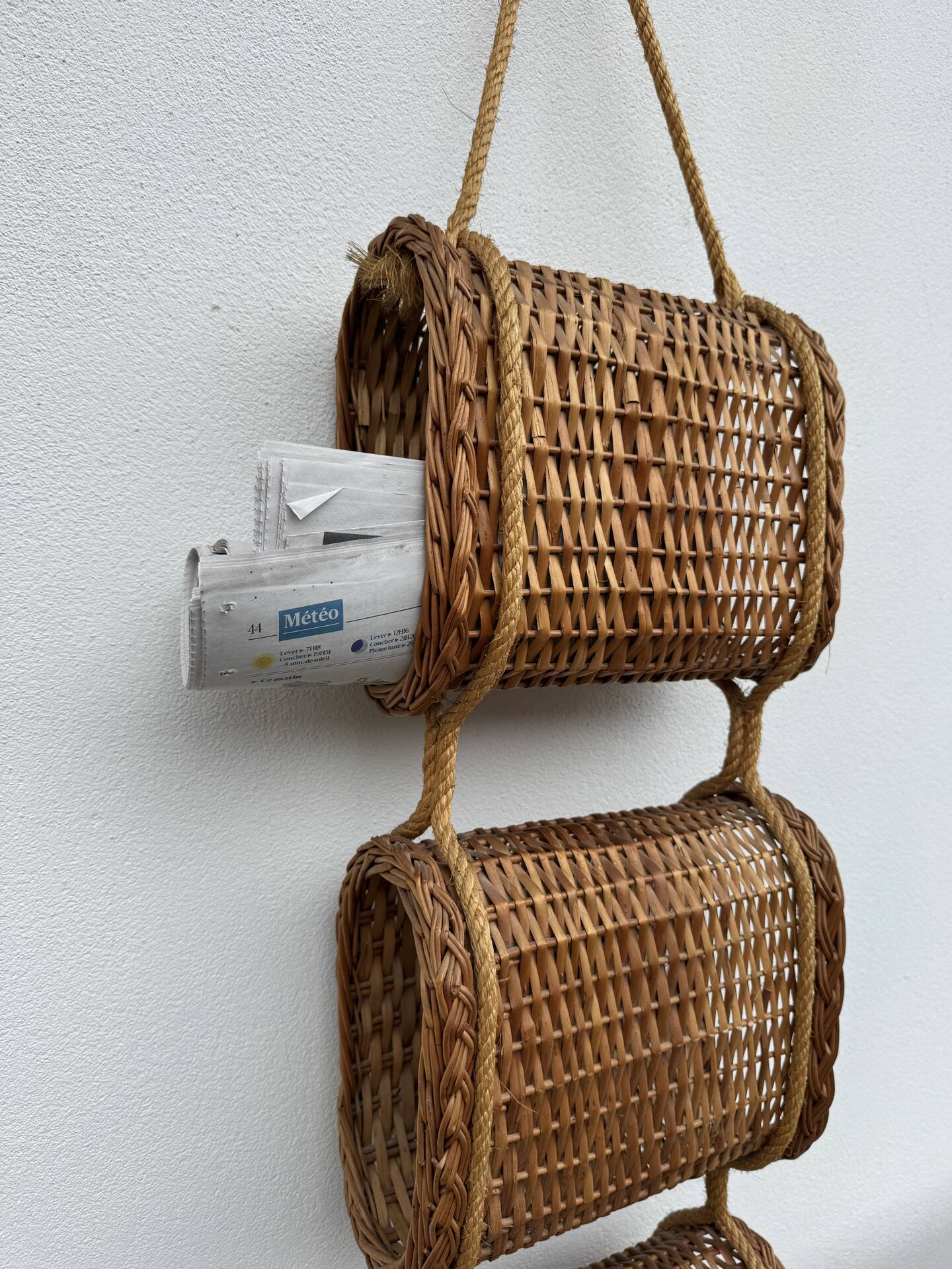Suspended wicker rattan servant from the 1960s.