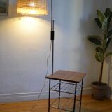 Vintage modernist reading floor lamp with table Poland 1960