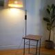 Vintage modernist reading floor lamp with table Poland 1960