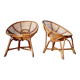Pair of vintage basket chairs in rattan – Riviera style 1960