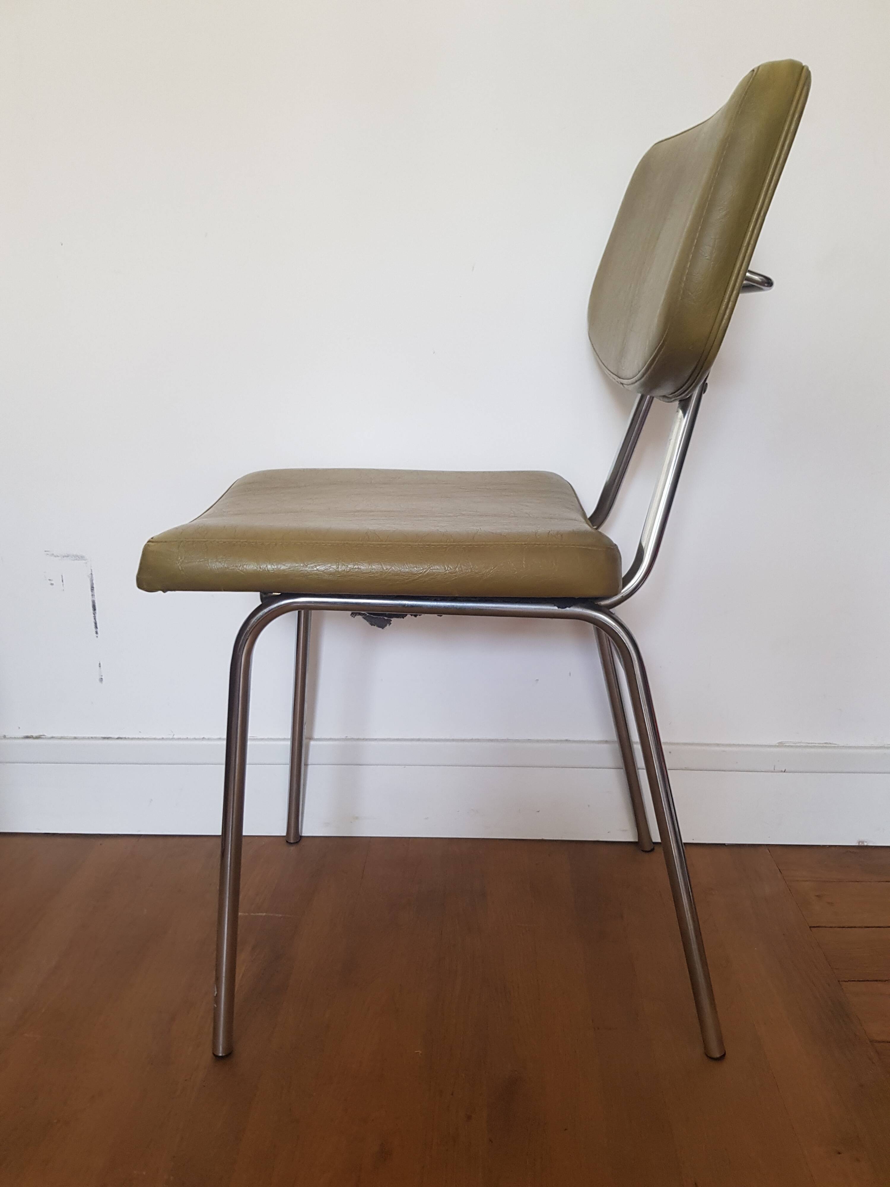 Vintage Hauser metal and skai chair