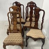 Set of eight Dutch marquetry chairs from the 19th century.