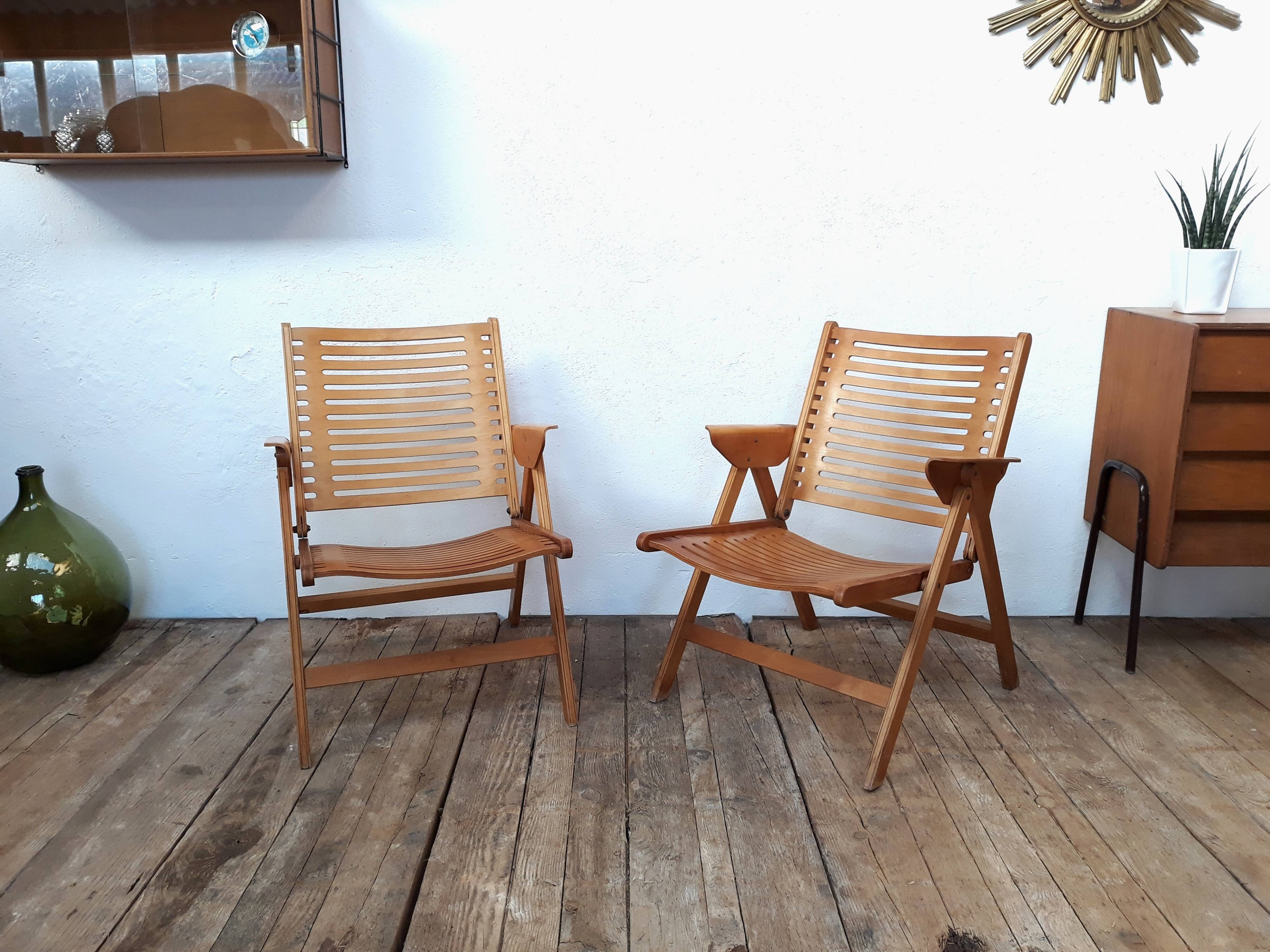 2 folding chairs vintage Rex lounge by Niko Kralj design