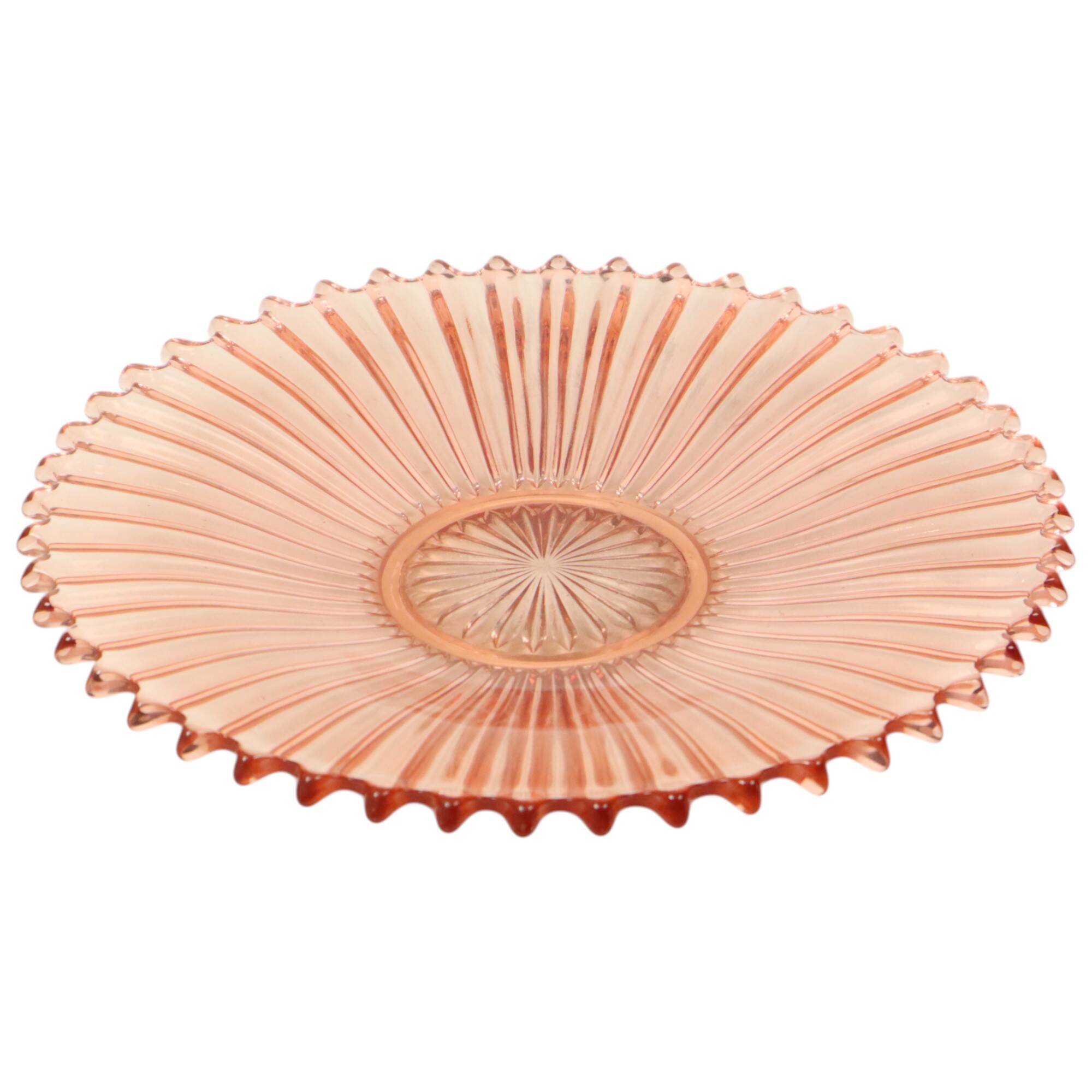 Art Deco Fruit Bowl Pink Pressed Glass Depression Glass 30cm