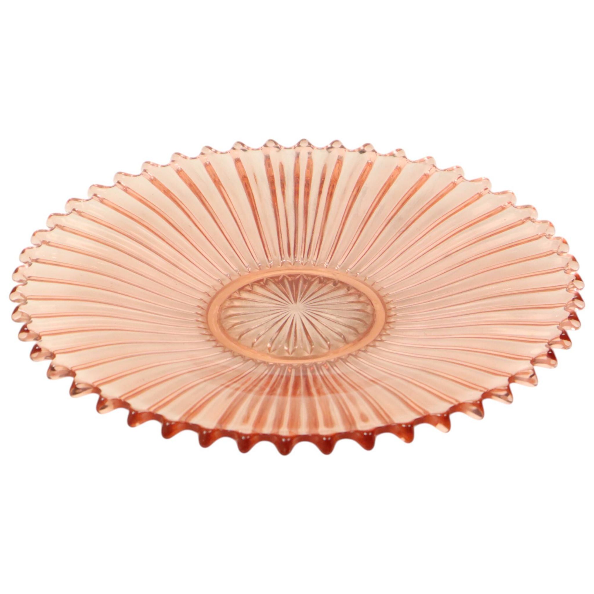 Art Deco Fruit Bowl Pink Pressed Glass Depression Glass 30cm