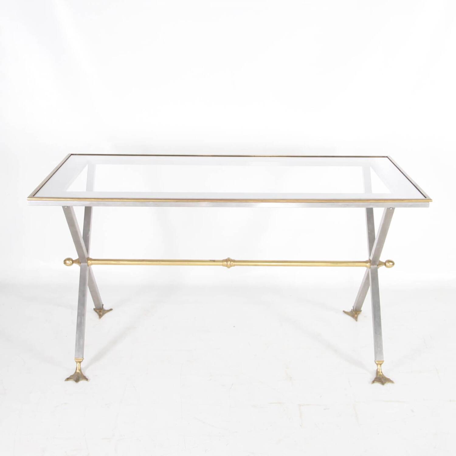 Stainless steel and brass table