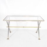 Stainless steel and brass table