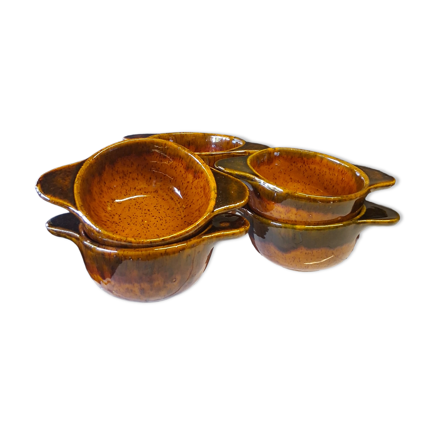 Set of 6 ear bowls in stoneware in very good condition.