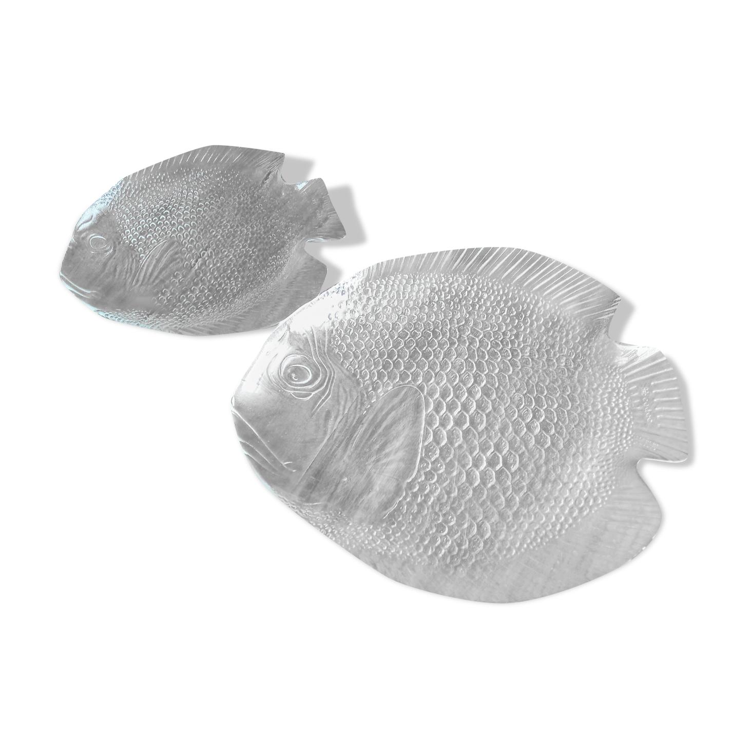 Set of 2 vintage fish dishes in glass Arcoroc France