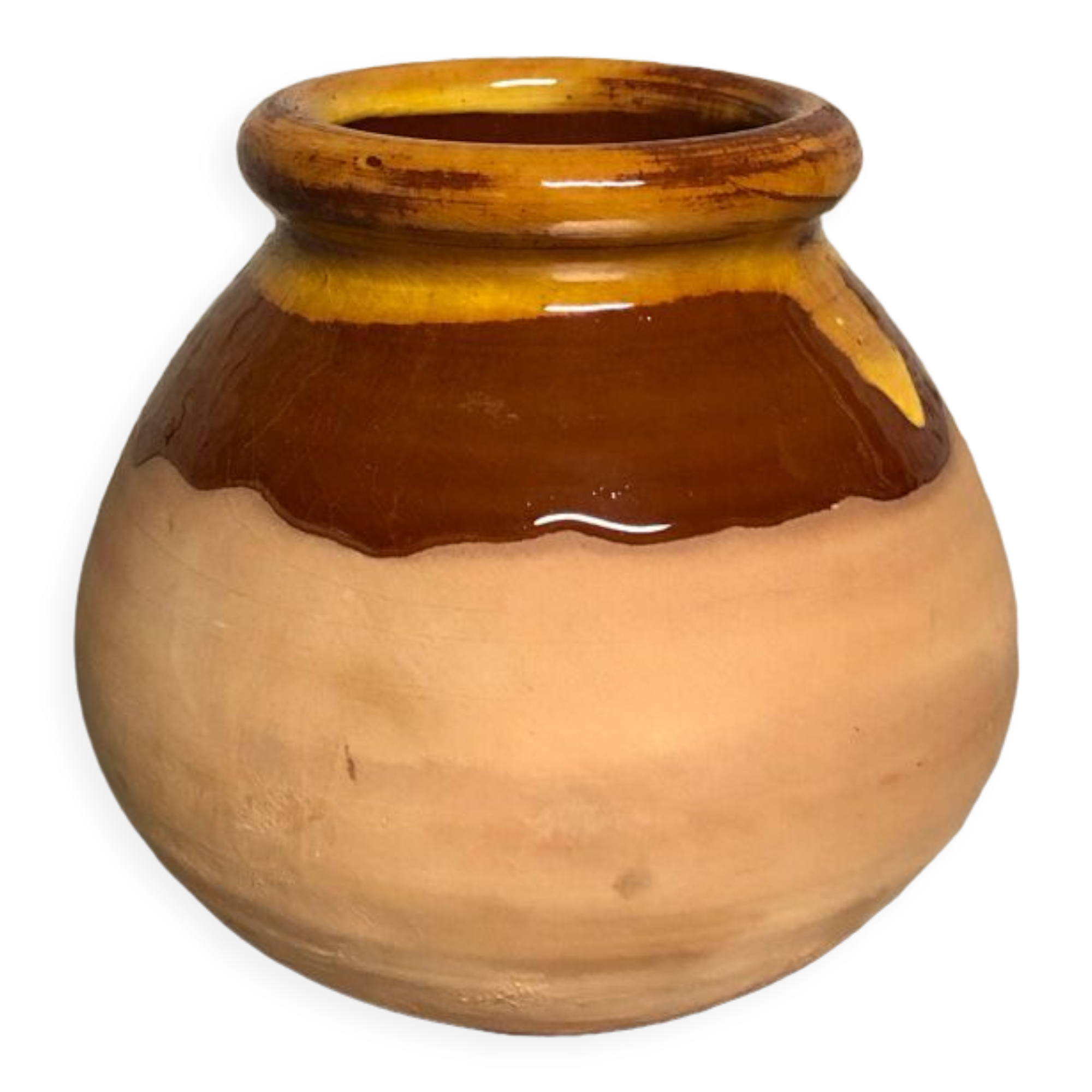 Glazed terracotta ball vase