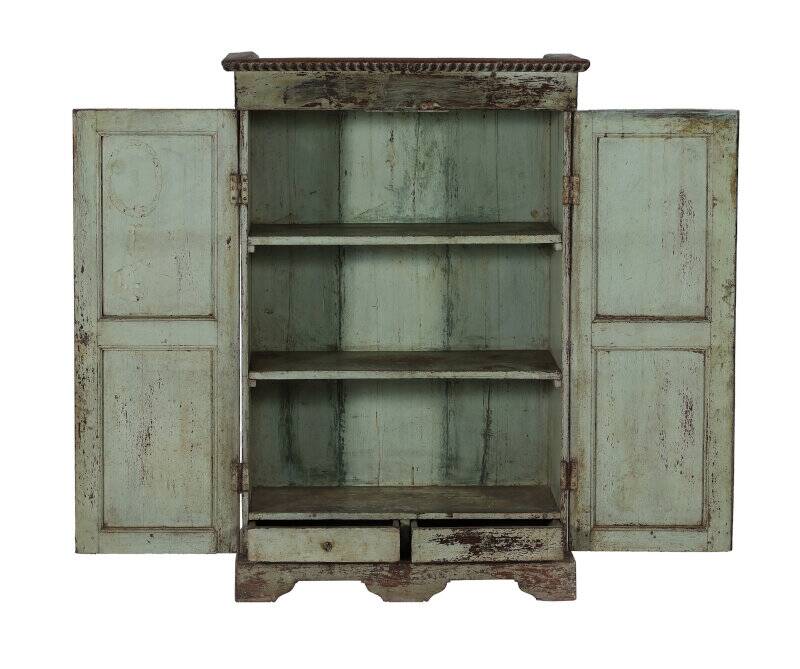 Green cabinet old teak piece and patina of origin India