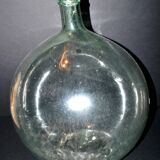 Large vintage light green glass demijohn bottle 20L H42cm