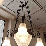 Degué 4-light Art Deco chandelier Width 62 cm Height 93 cm