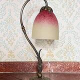 Lampe tulipe - Verrerie Schneider - verre marmoréen et laiton - années 20/30