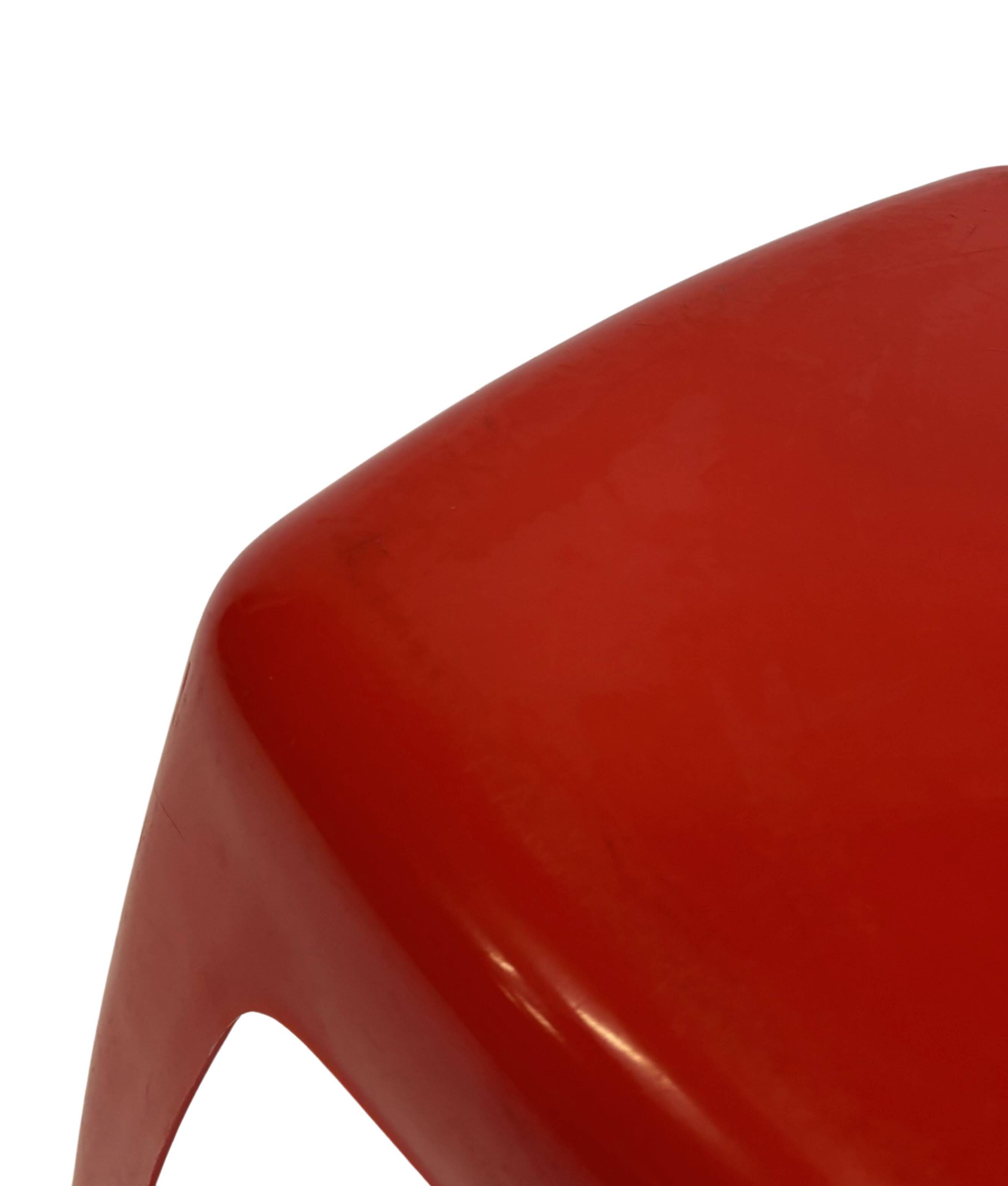 Vintage Space age plastic stool table mid century red plant stand