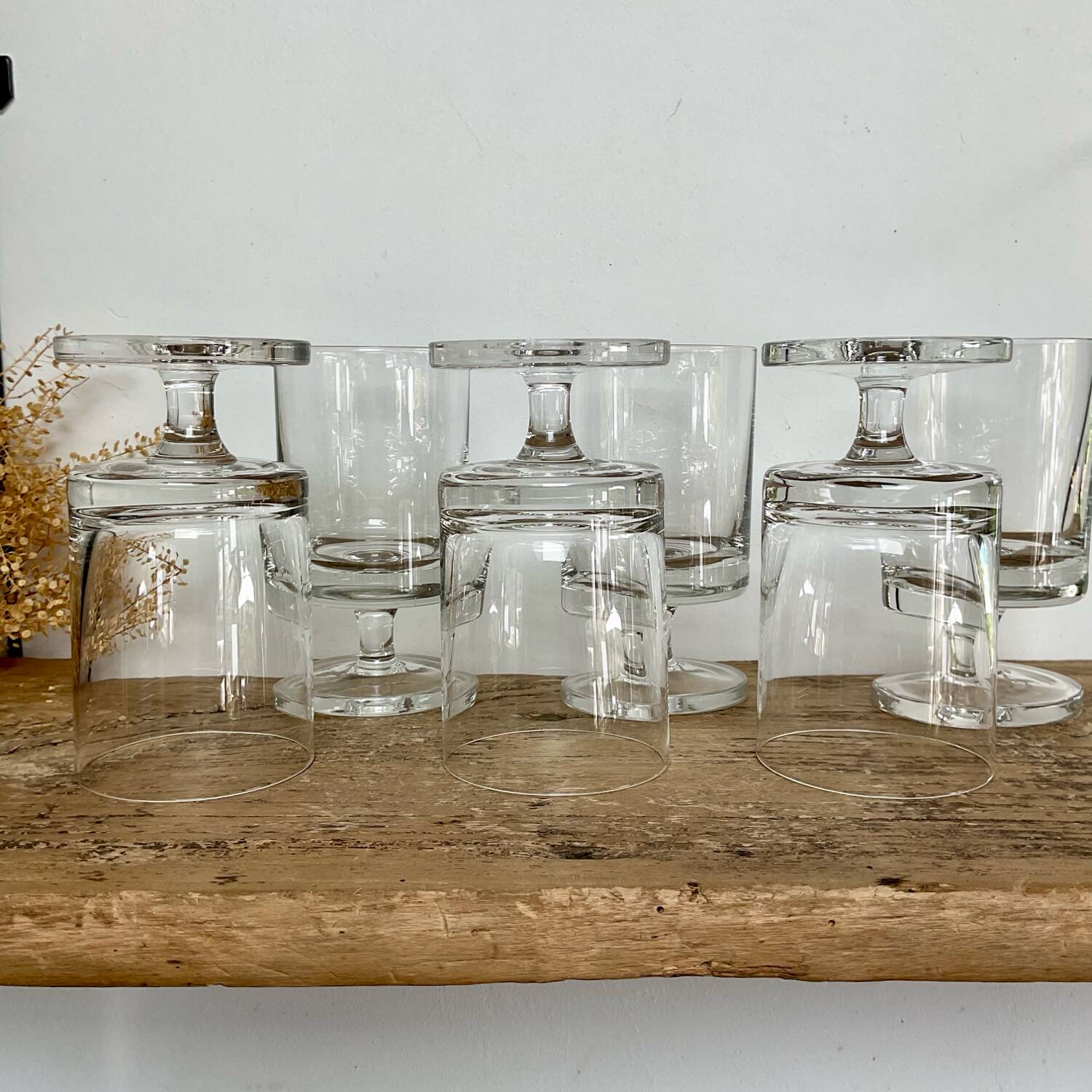 6 vintage wine glasses