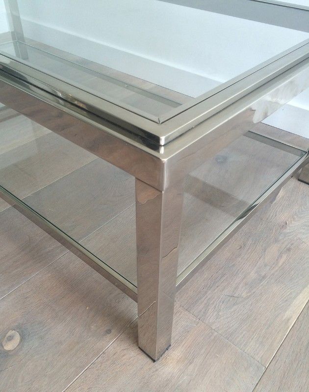 Large chrome coffee table
