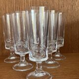 Flûtes à champagne années 70 cristal d’Arques série B : lot de 6