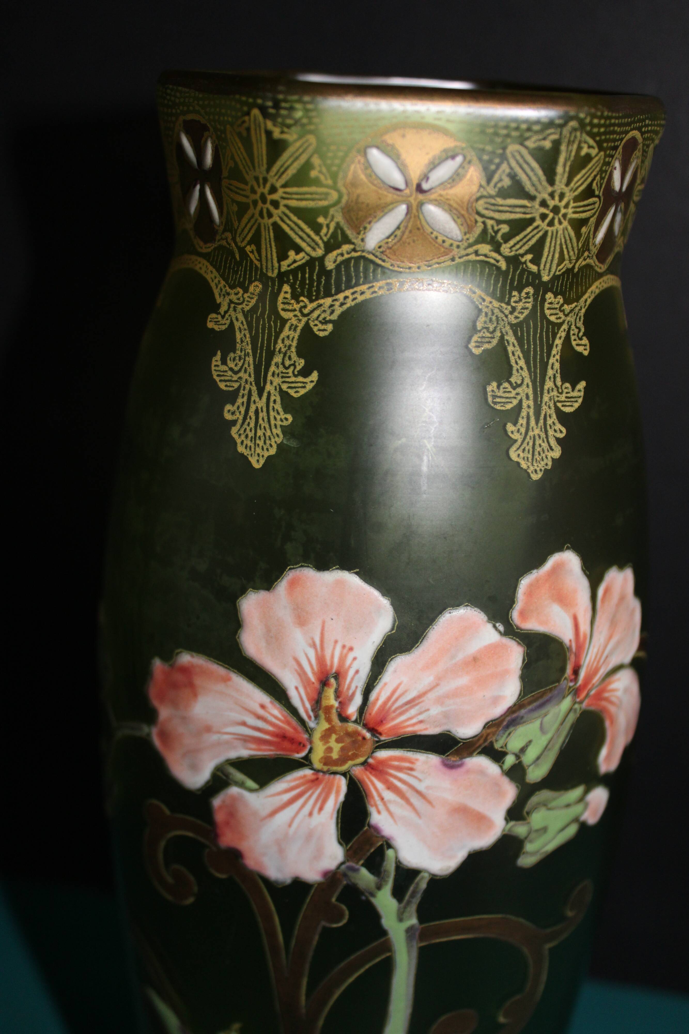 Legras vase, hexagonal collar baluster shape - Art Nouveau period
