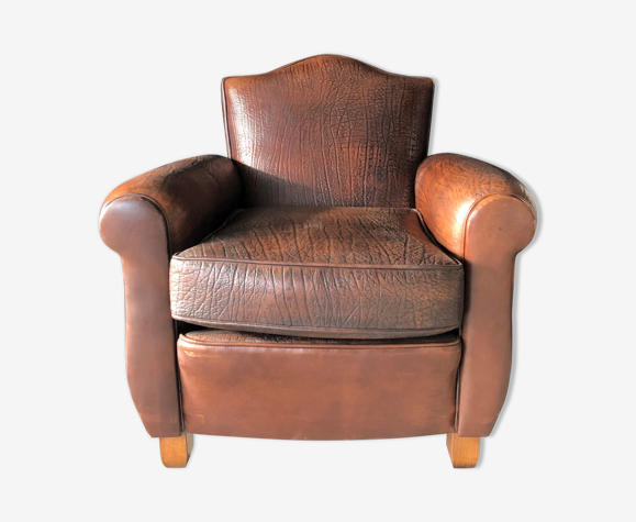 Fauteuil club en cuir basane