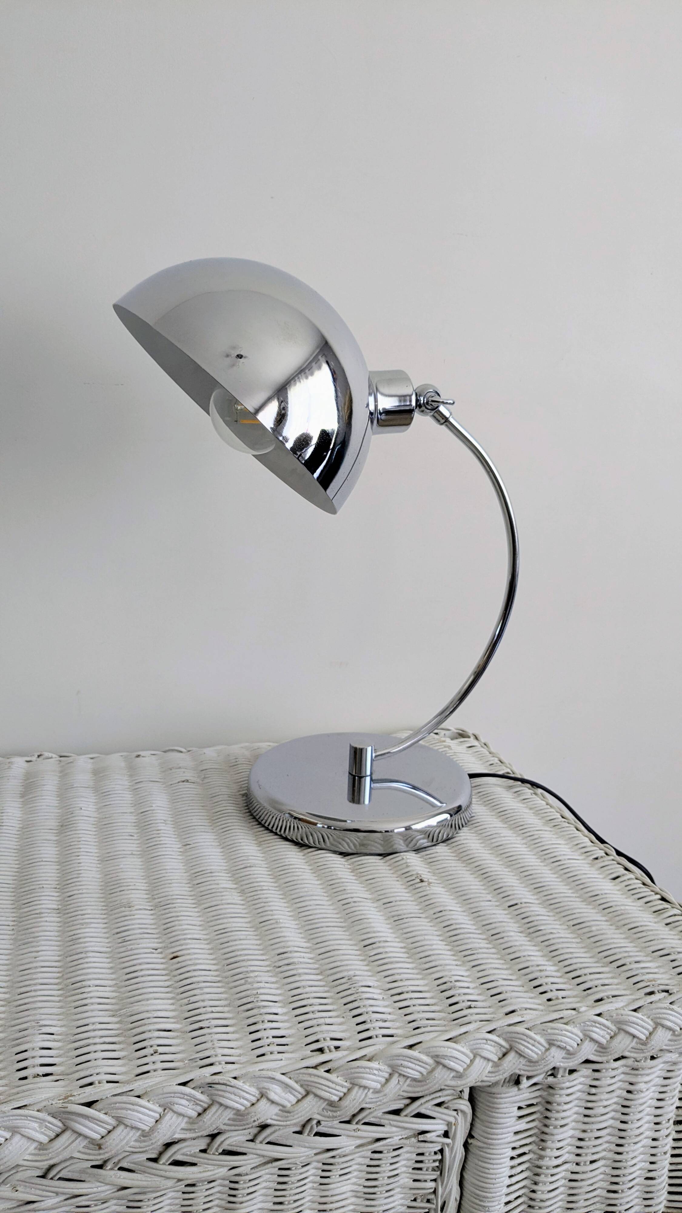 Vintage chrome desk lamp Space Age 1970s