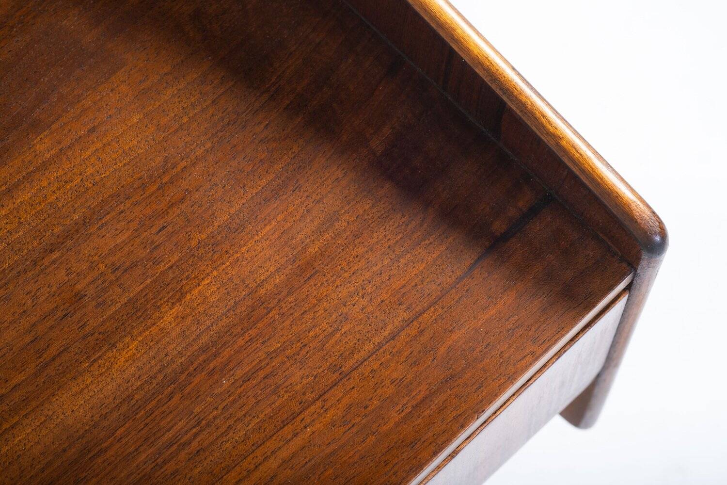 Side Table in Rosewood with Drawer and Rattan Shelf, Denmark, 1960s