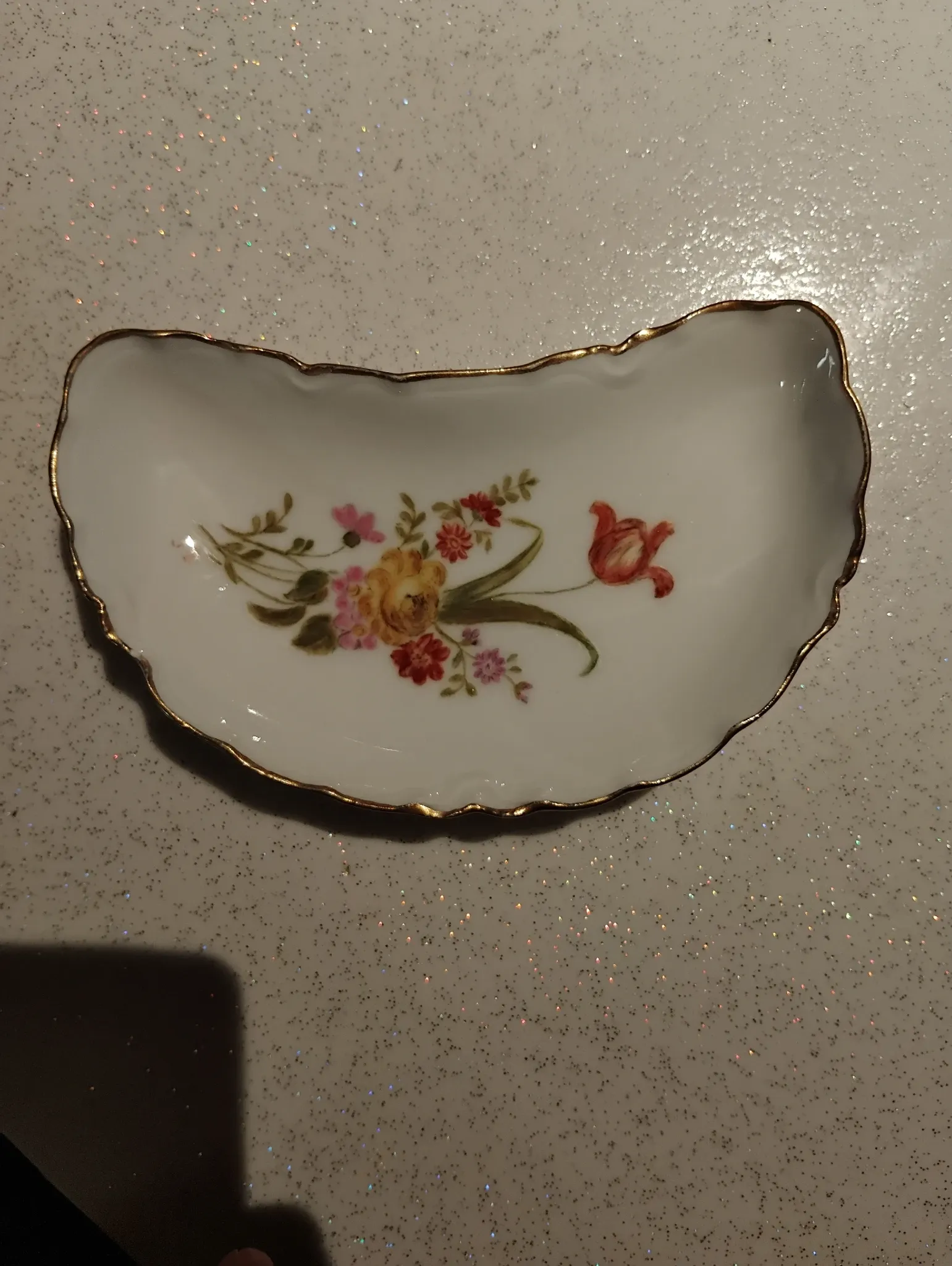 Half-moon porcelain dish from Limoges