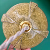 Vintage art deco pendant light with a yellow and white Clichy glass lampshade