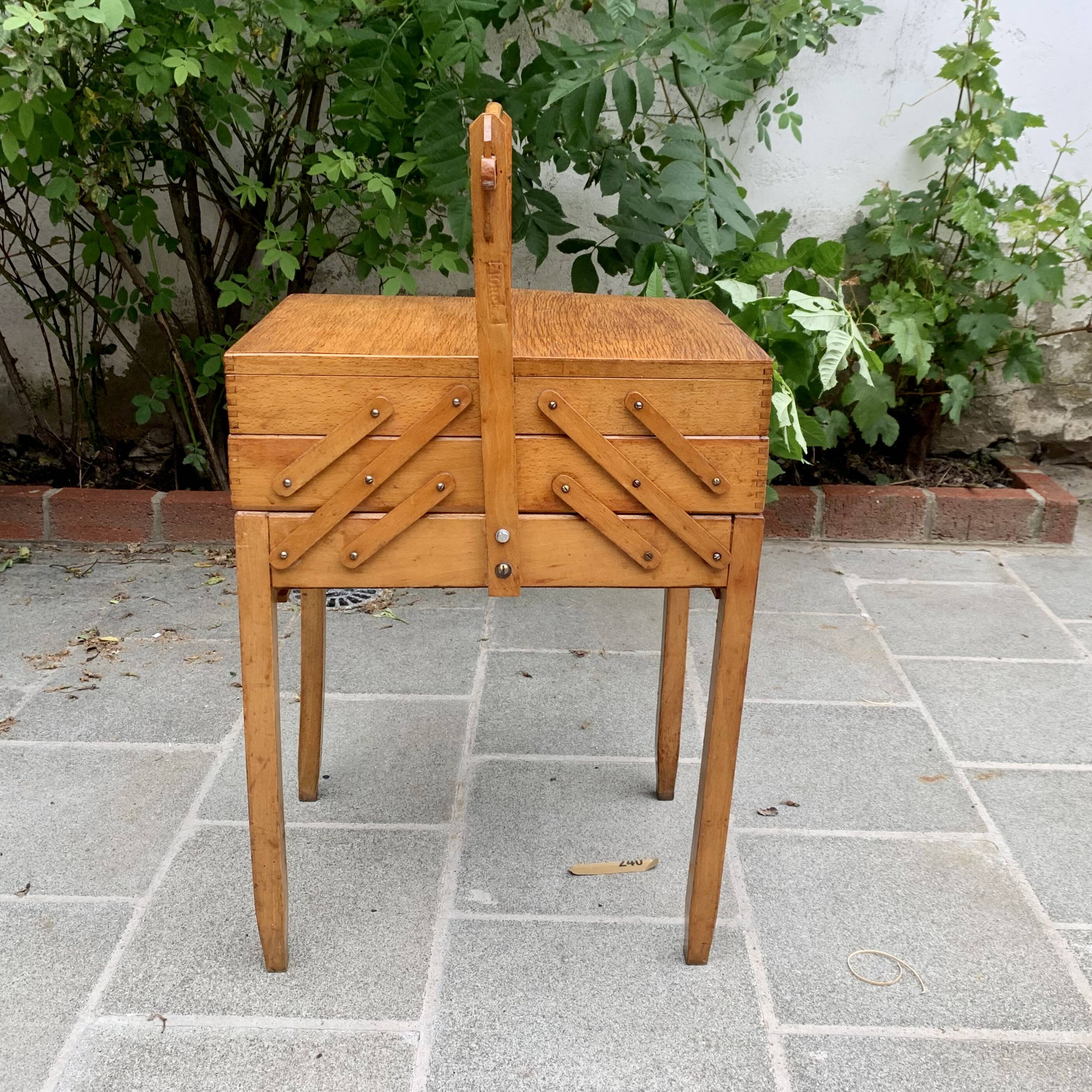 Old large wooden worker - Torck sewing box