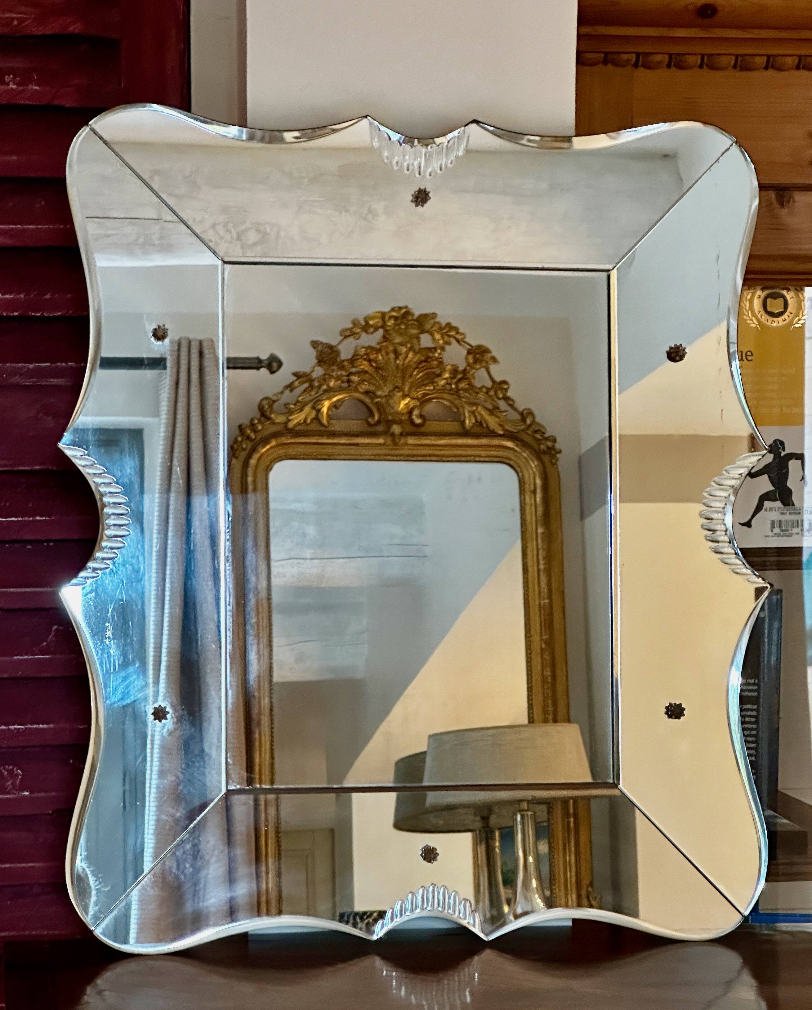 Venetian MIRROR in Murano beveled glass, Vintage